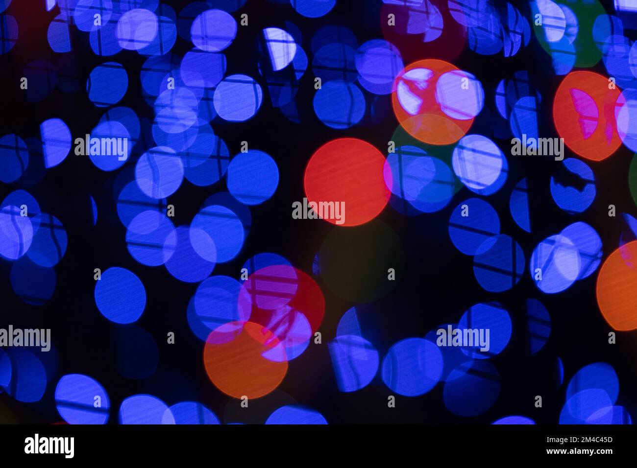 Blue Bokeh Light Background With Soft Defocused Glowing Circles Stock Photo