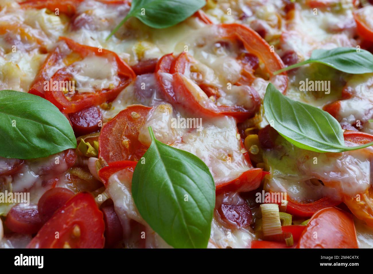 pizza close up, Italian pizza topping or homemade open pie, open pastry ...
