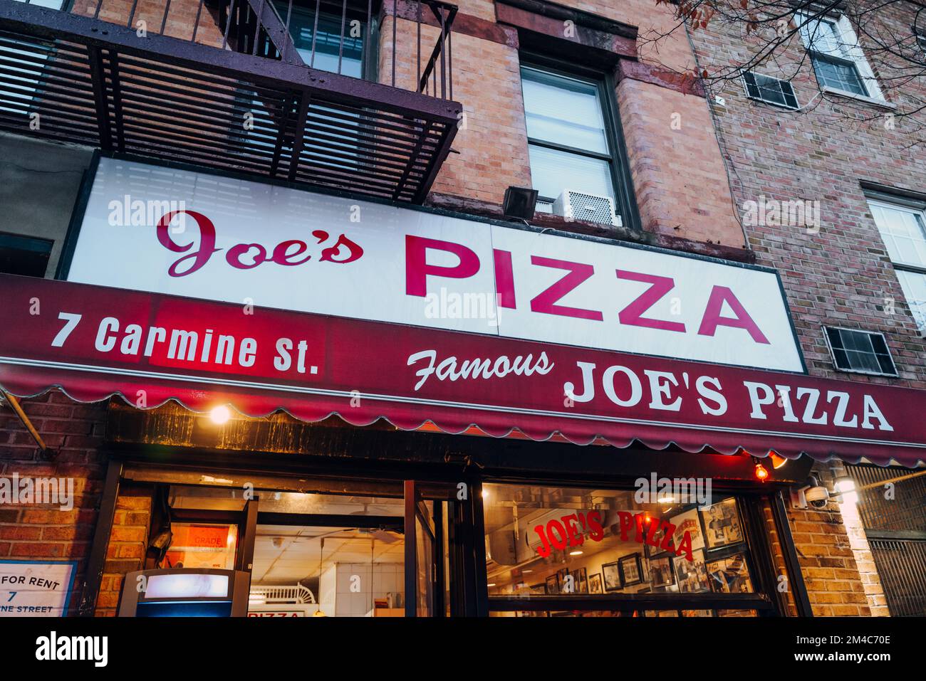 New York, USA November 21, 2022 Exterior of Joe's Pizza, an iconic