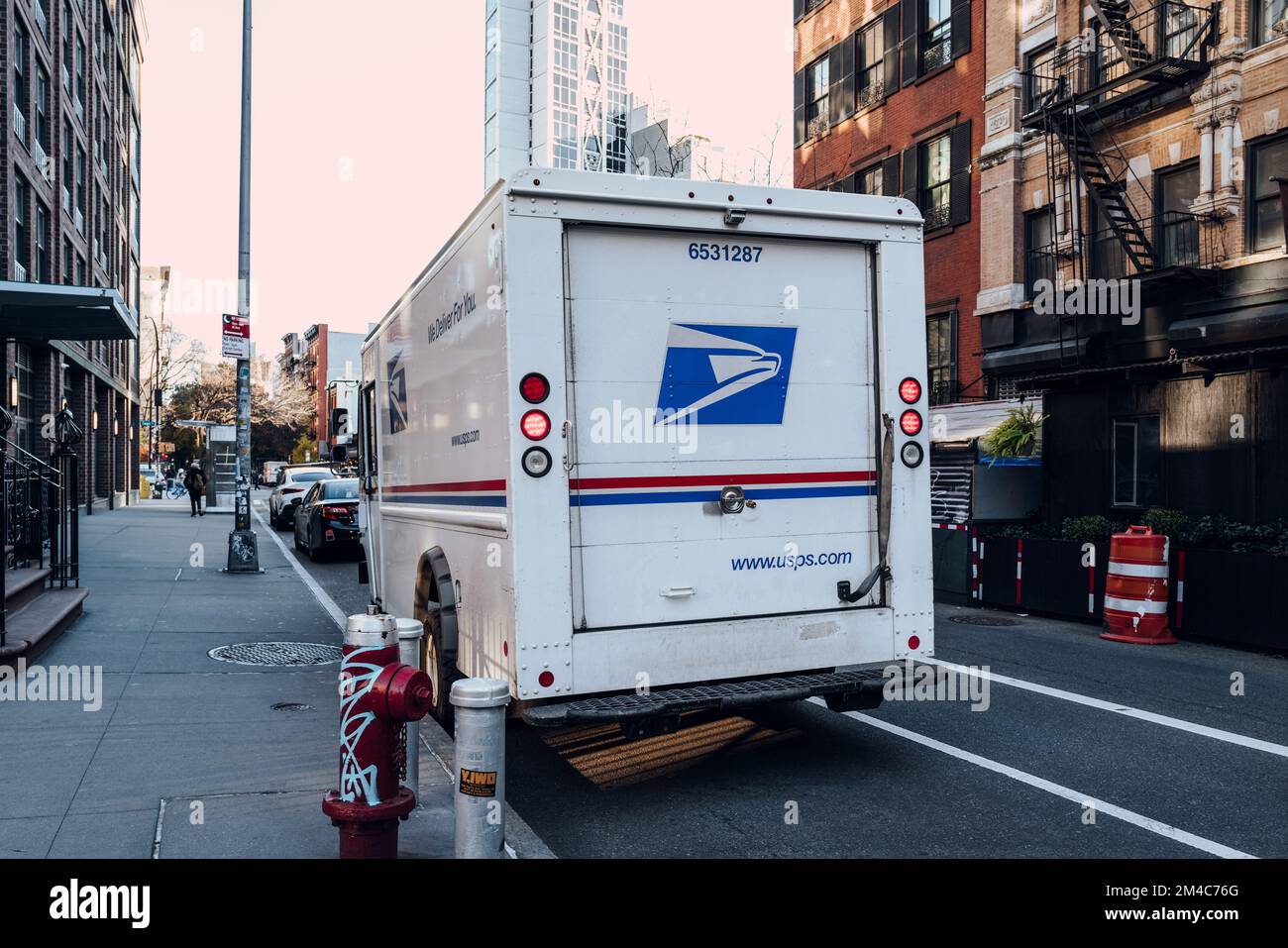 New York, USA November 26, 2022 USPS truck on a street in Manhattan