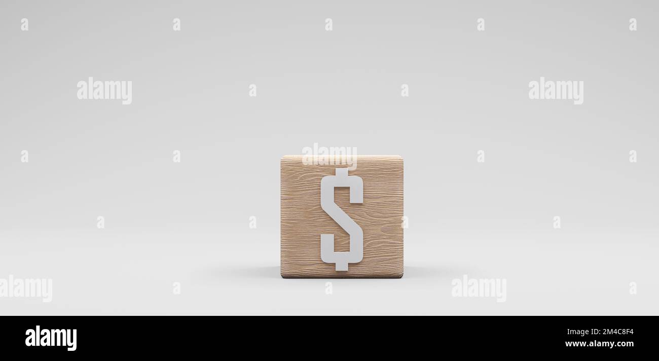 Wooden Cubes Dollar, Cubes with symbol dollar. 3D work and 3D image ...