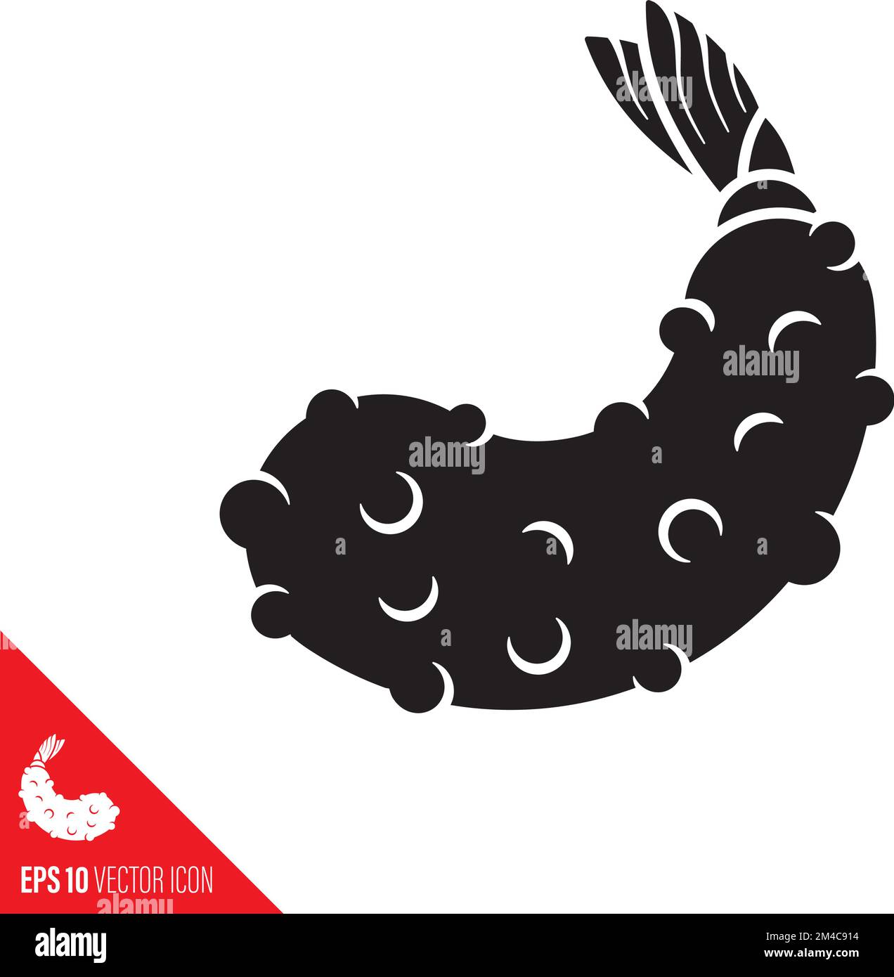 Deep fried tempura prawn glyph icon. Asian food vector symbol Stock