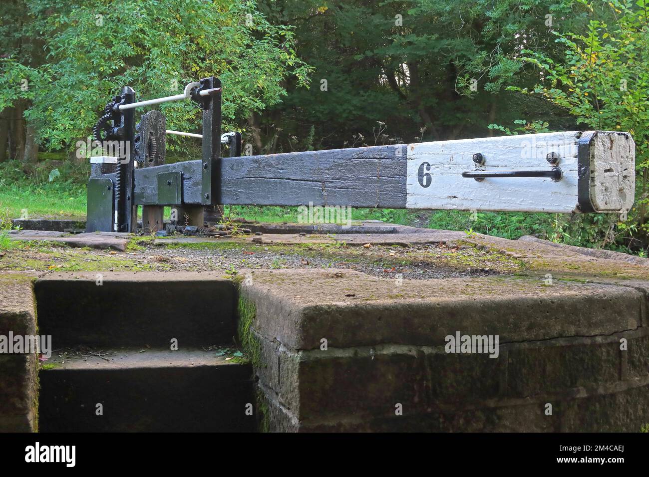 No 6, Locks on the Peak Forest canal, Marple, Stockport, Cheshire, England, UK, SK6 6BN Stock Photo