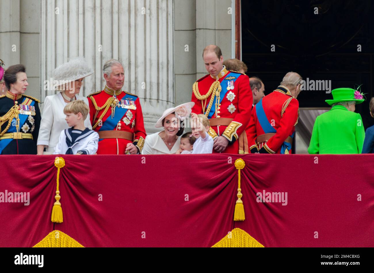 Catherine Duchess Of Cambridge With Prince George And Princess Charlotte On Balcony Of