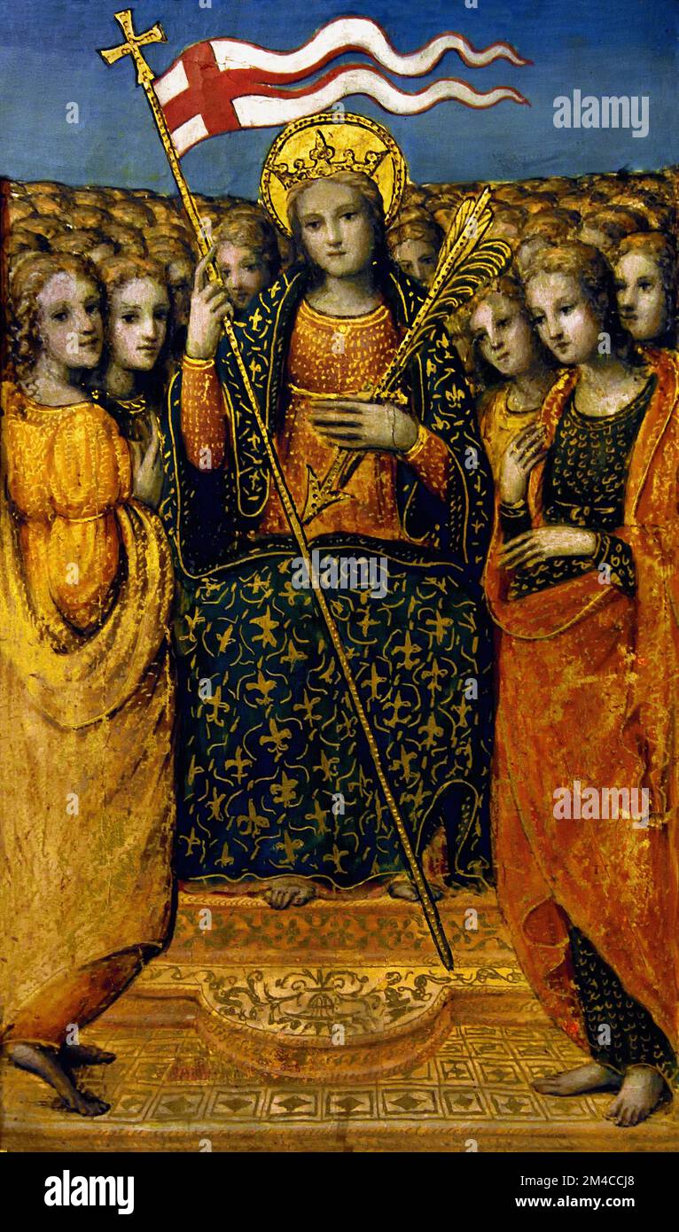 Sant Orsola e le undicimila Vergine - Saint Ursula and the eleven thousand Virgins by Bartolomeo Neroni ( Riccio ) 1532-1571, Siena,  Christian Art, Italy, Italian. Stock Photo