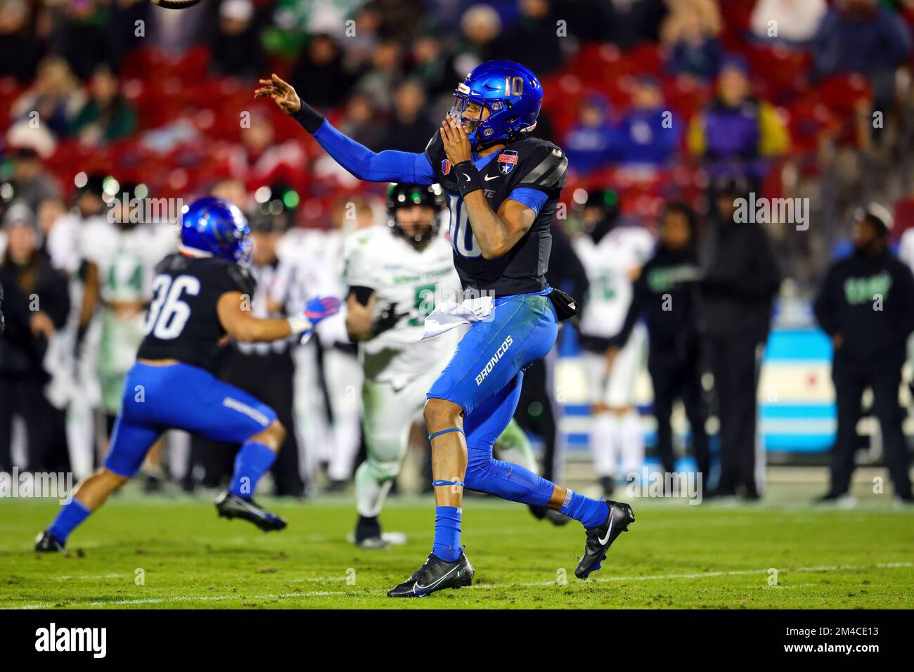 Boise State Broncos quarterback Taylen Green drops back to pass during