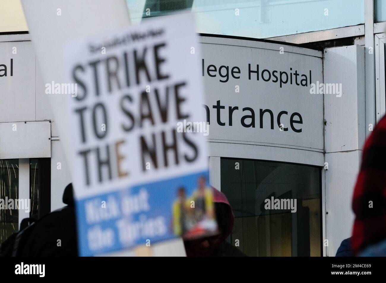 UCLH, London, UK. 20th Dec 2022. Rally and march from UCLH, Euston road