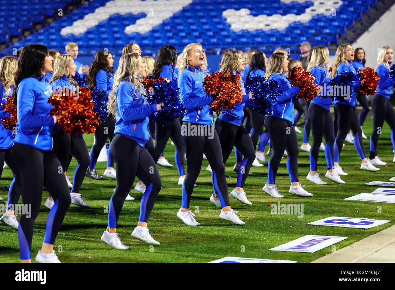 Boise State Broncos cheerleaders during the 2022 Frisco Bowl college