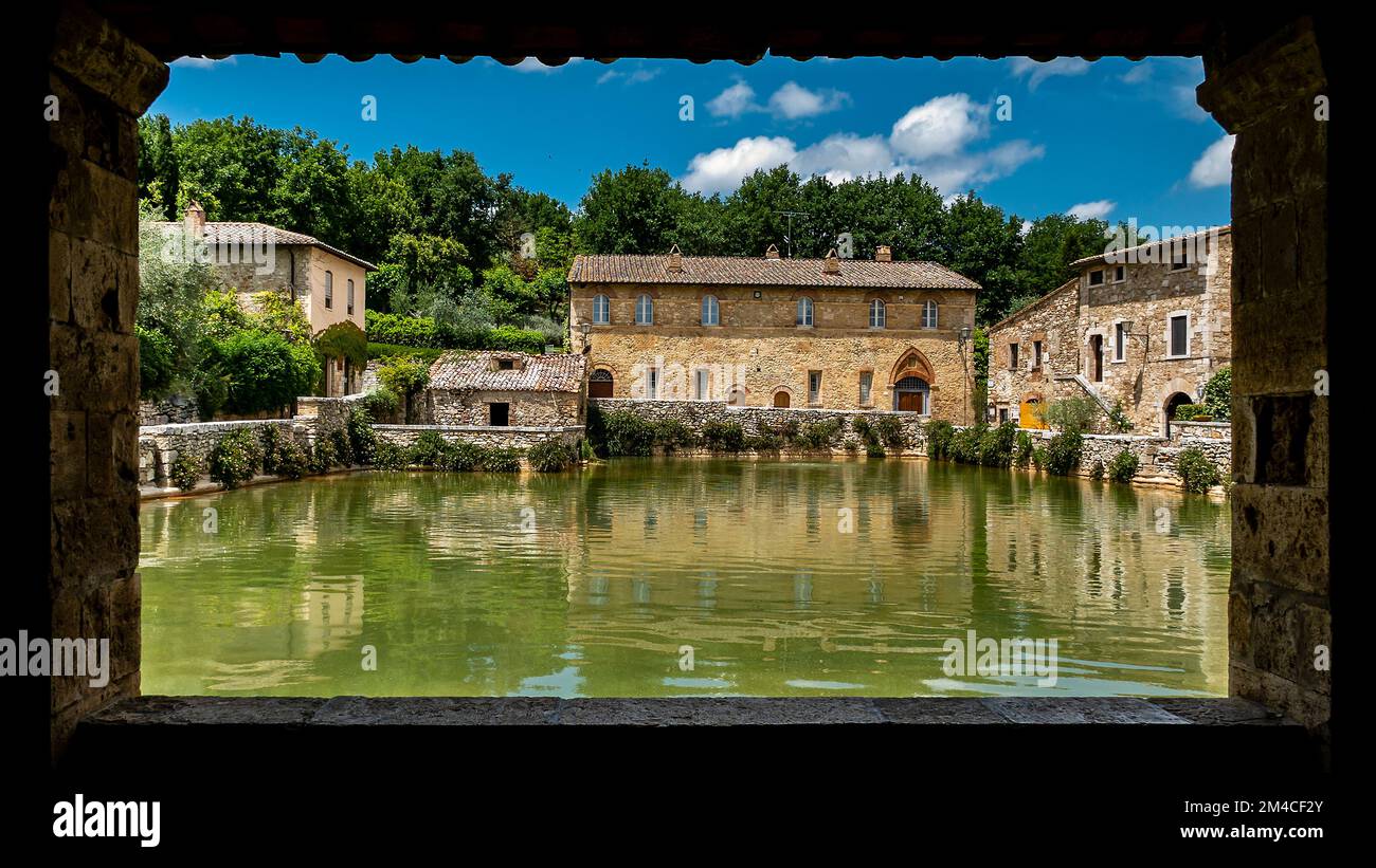 Thermal bath of Bagno Vignoni Stock Photo