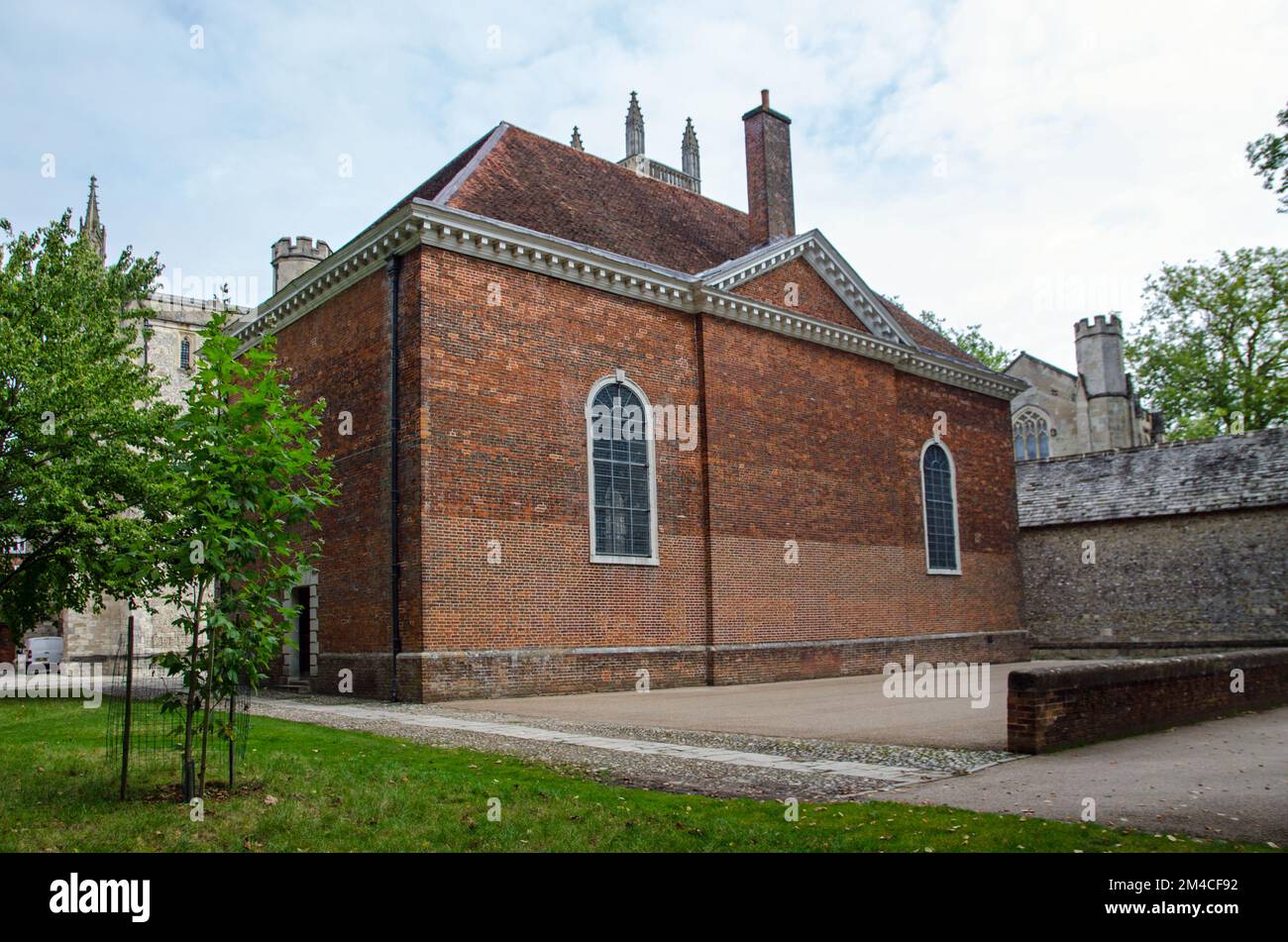 Rear of the building known as 'School' at the historic Winchester College in Hampshire. The