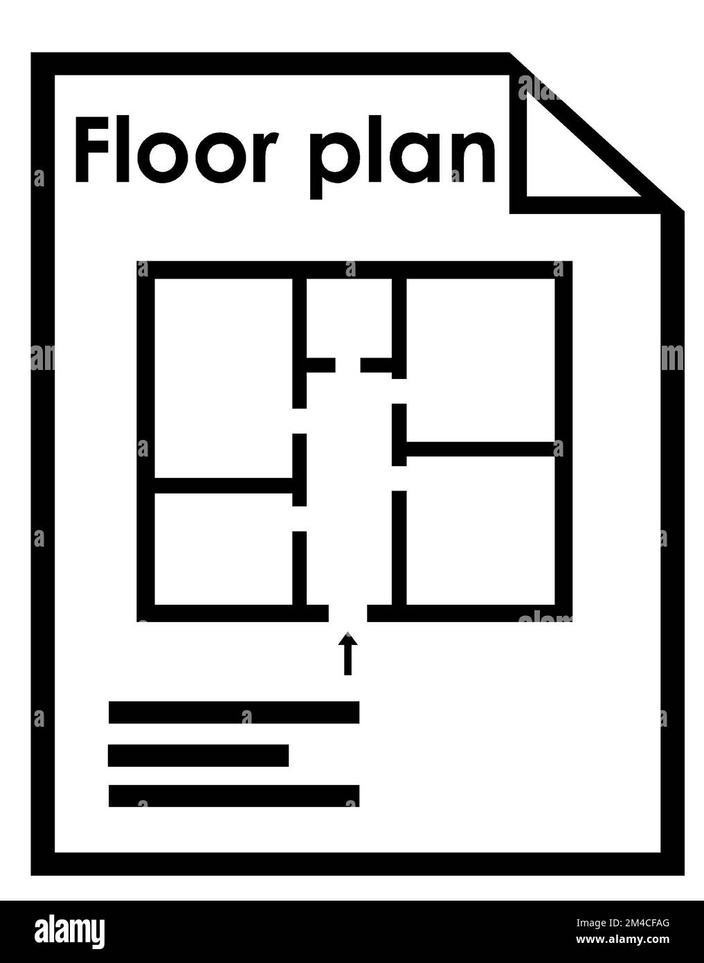 Property logo images. House black line icon. Floor plan icon. Popular media element. Home real estate symbol. Stock Photo