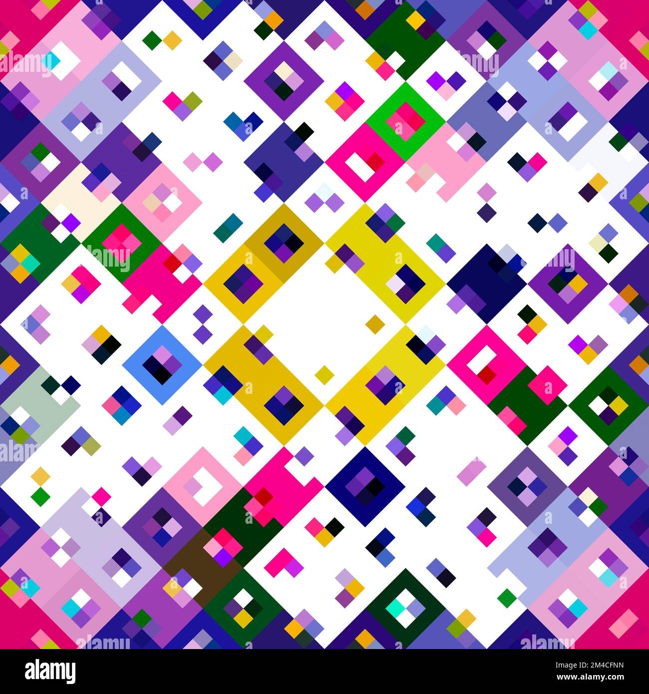 Kaleidoscopic geo pixel pattern. Playful fun pink wallpaper. Colorful ...