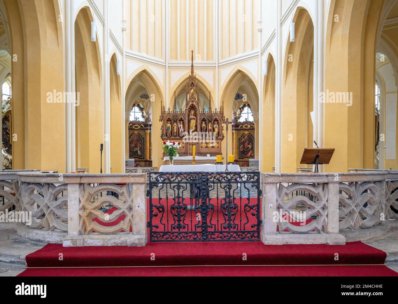 Altar of Sedlec Cathedral Interior - Kutna Hora, Czech Republic Stock Photo