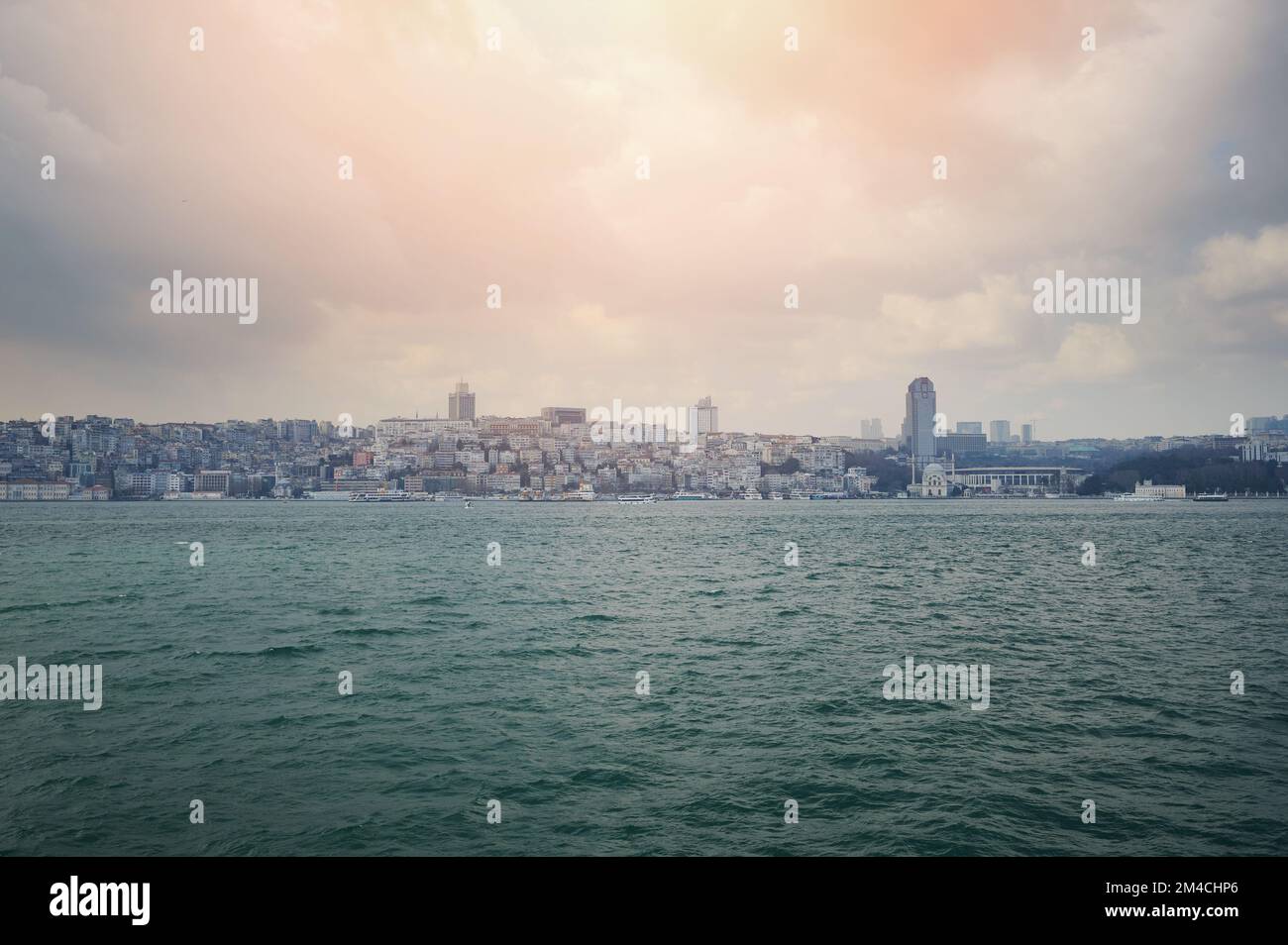 Panorama of Istanbul city europe side with shore side view Stock Photo