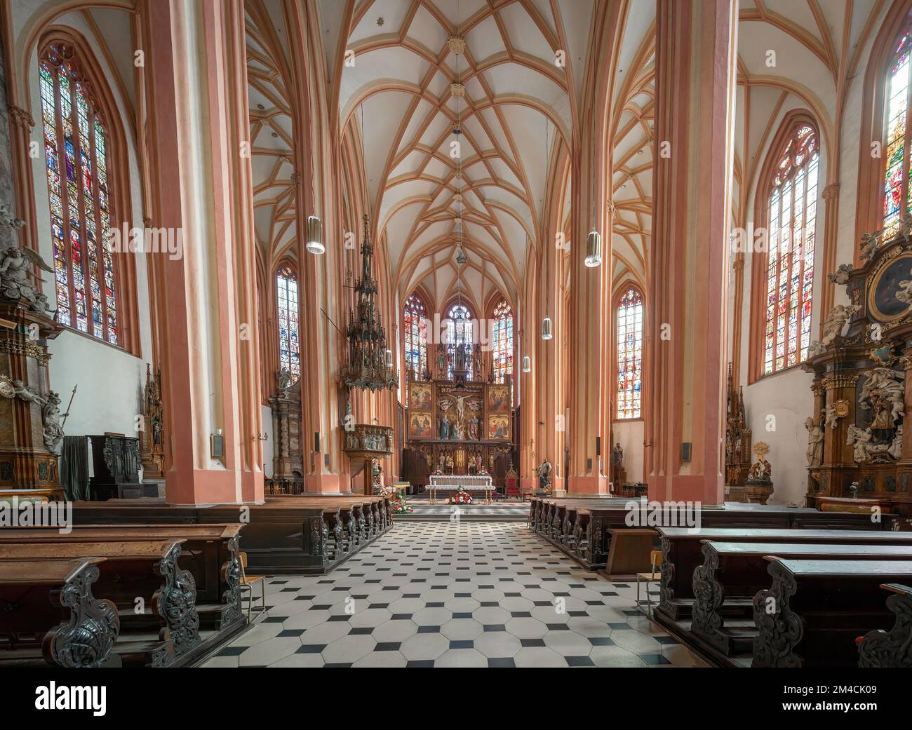 Church of St. Maurice Interior - Olomouc, Czech Republic Stock Photo