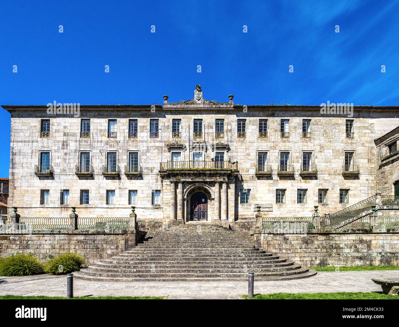 Herreria square and San Francisco convent in the old town of Pontevedra, Galicia, Spain. Stock Photo