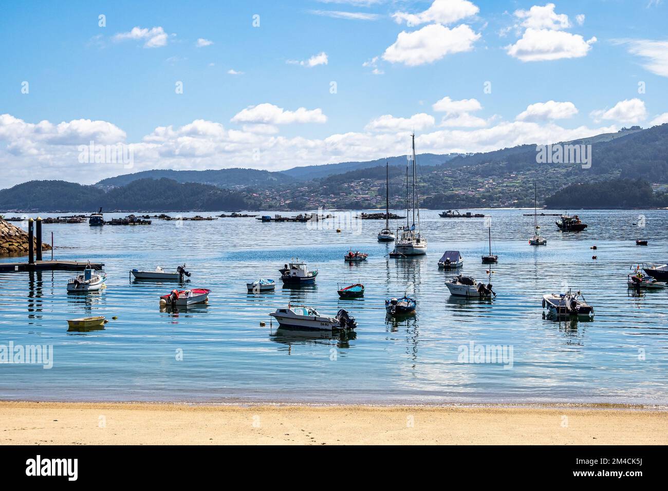 Beluso marina located in the bay of Bueu, in the province of Pontevedra, Galicia, Spain in Europe Stock Photo