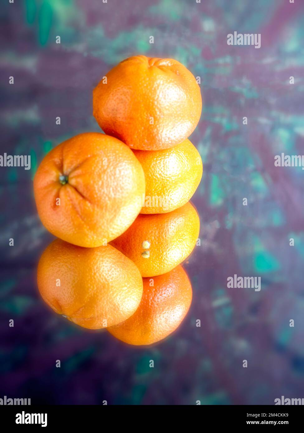 Easy peel sweet Tangerines on clean neutral background. Natural close