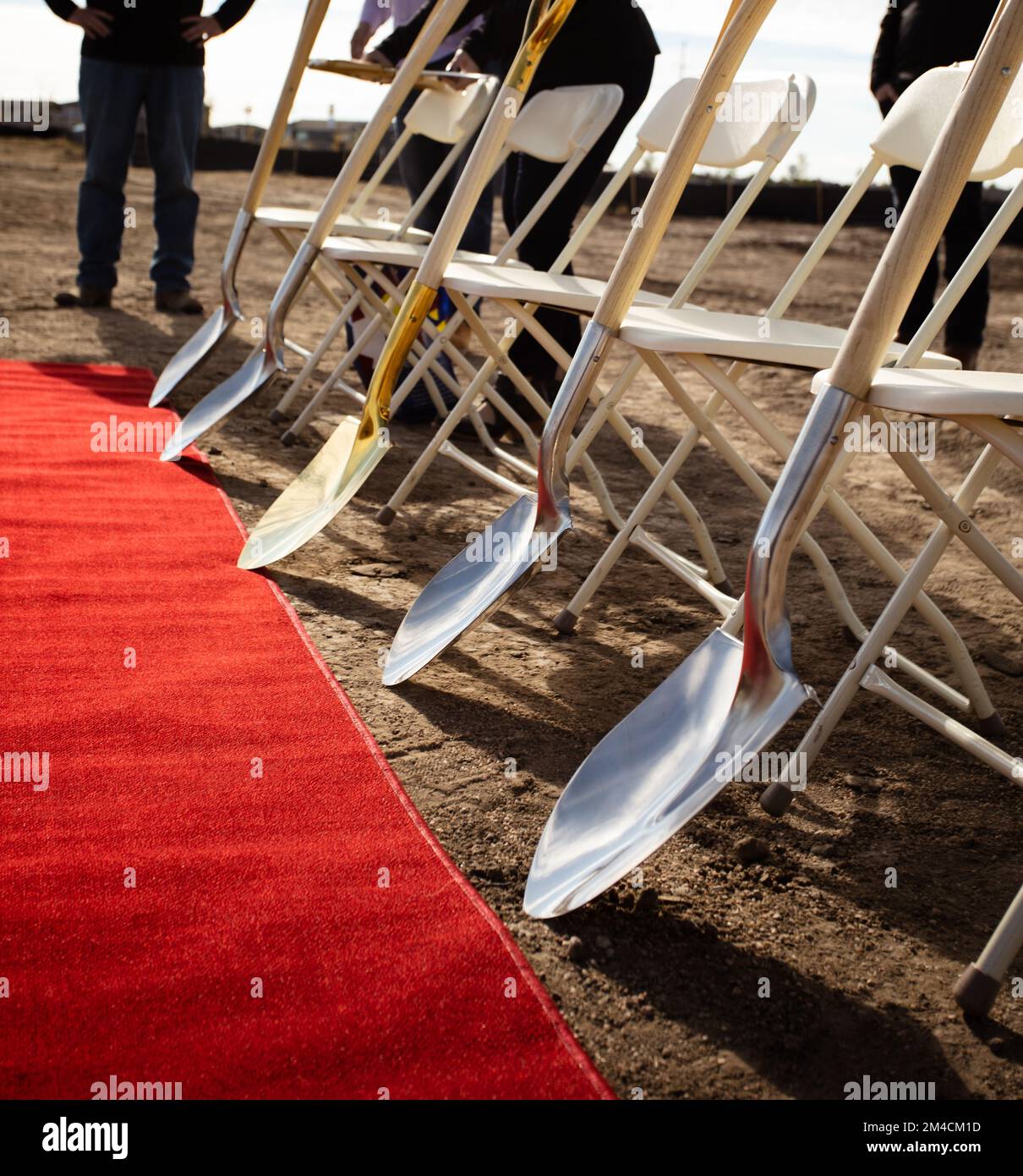 Construction ground breaking ceremony with red carpet Stock Photo Alamy