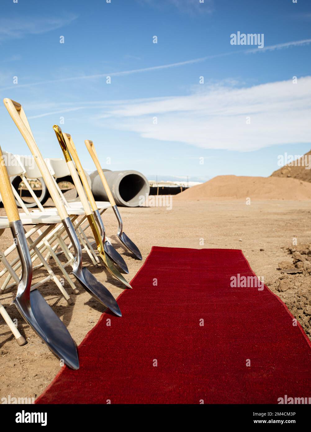 Construction ground breaking ceremony with red carpet Stock Photo Alamy