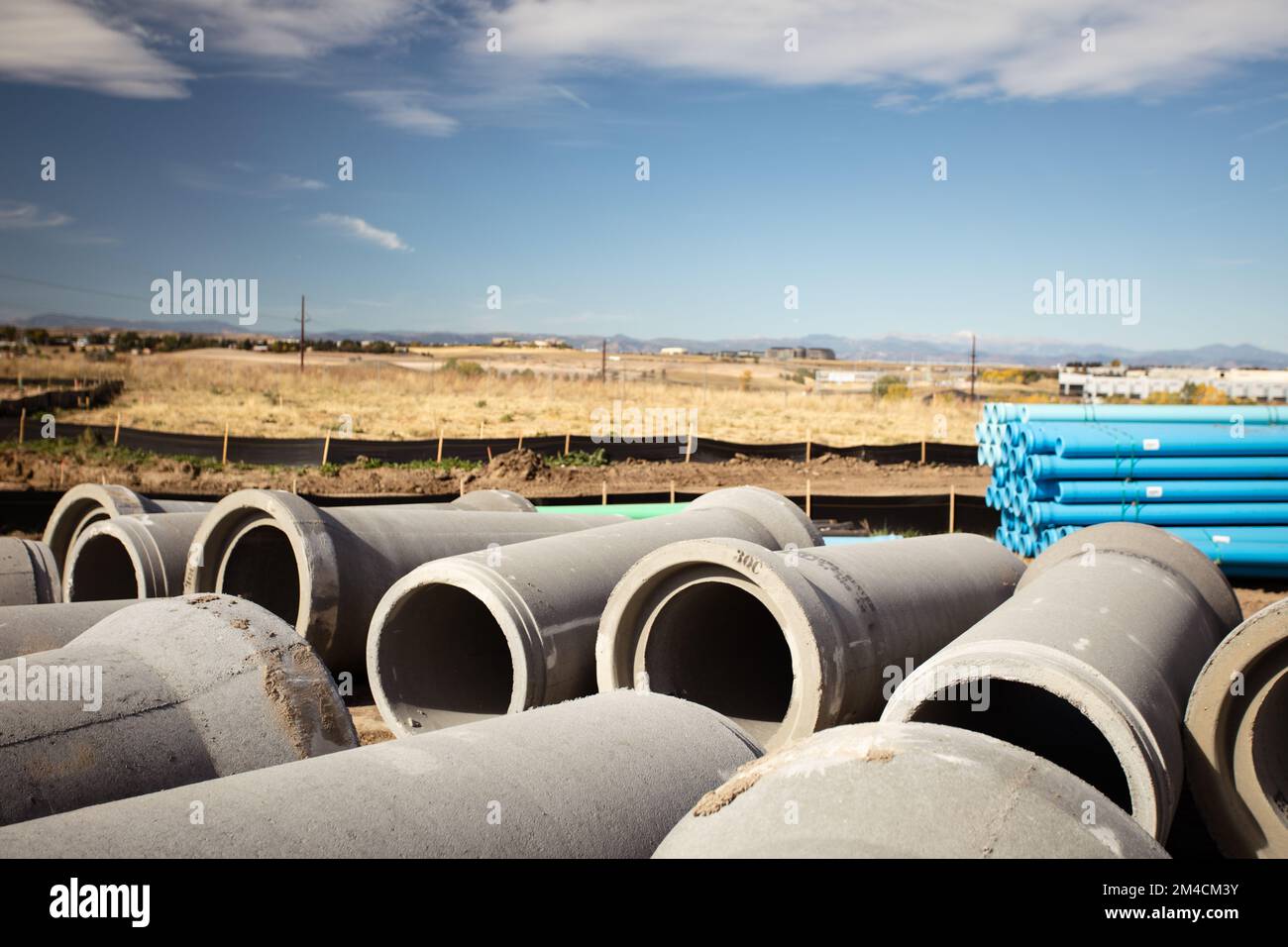 Cement pipes used in construction Stock Photo Alamy