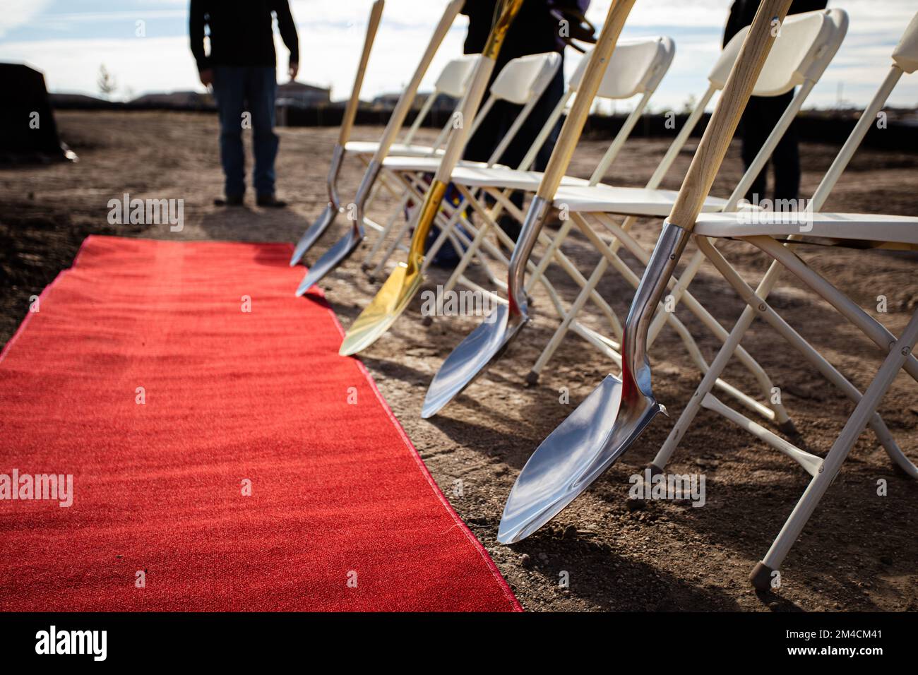 Construction ground breaking ceremony with red carpet Stock Photo Alamy