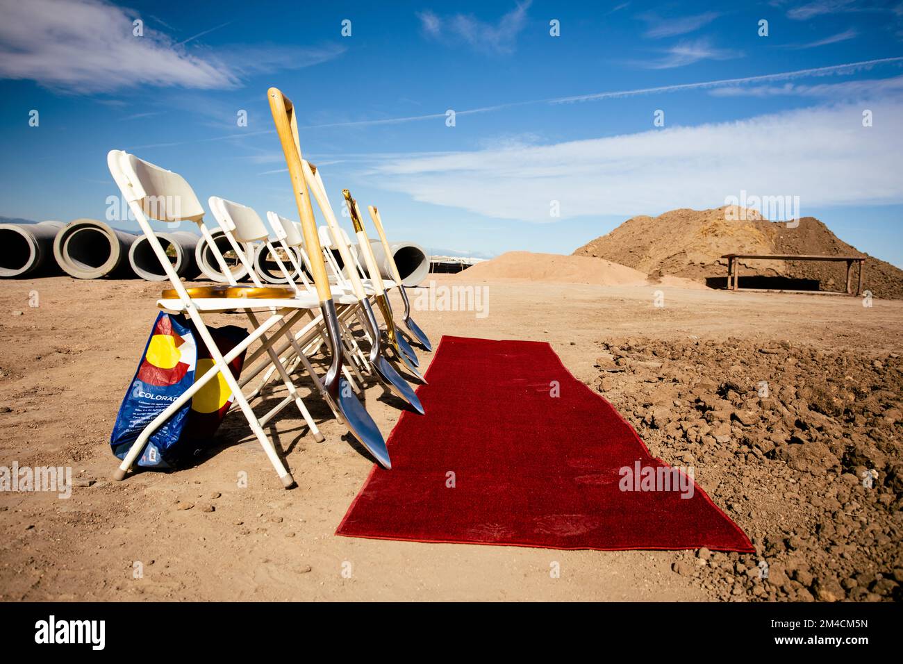 Construction ground breaking ceremony with red carpet Stock Photo Alamy