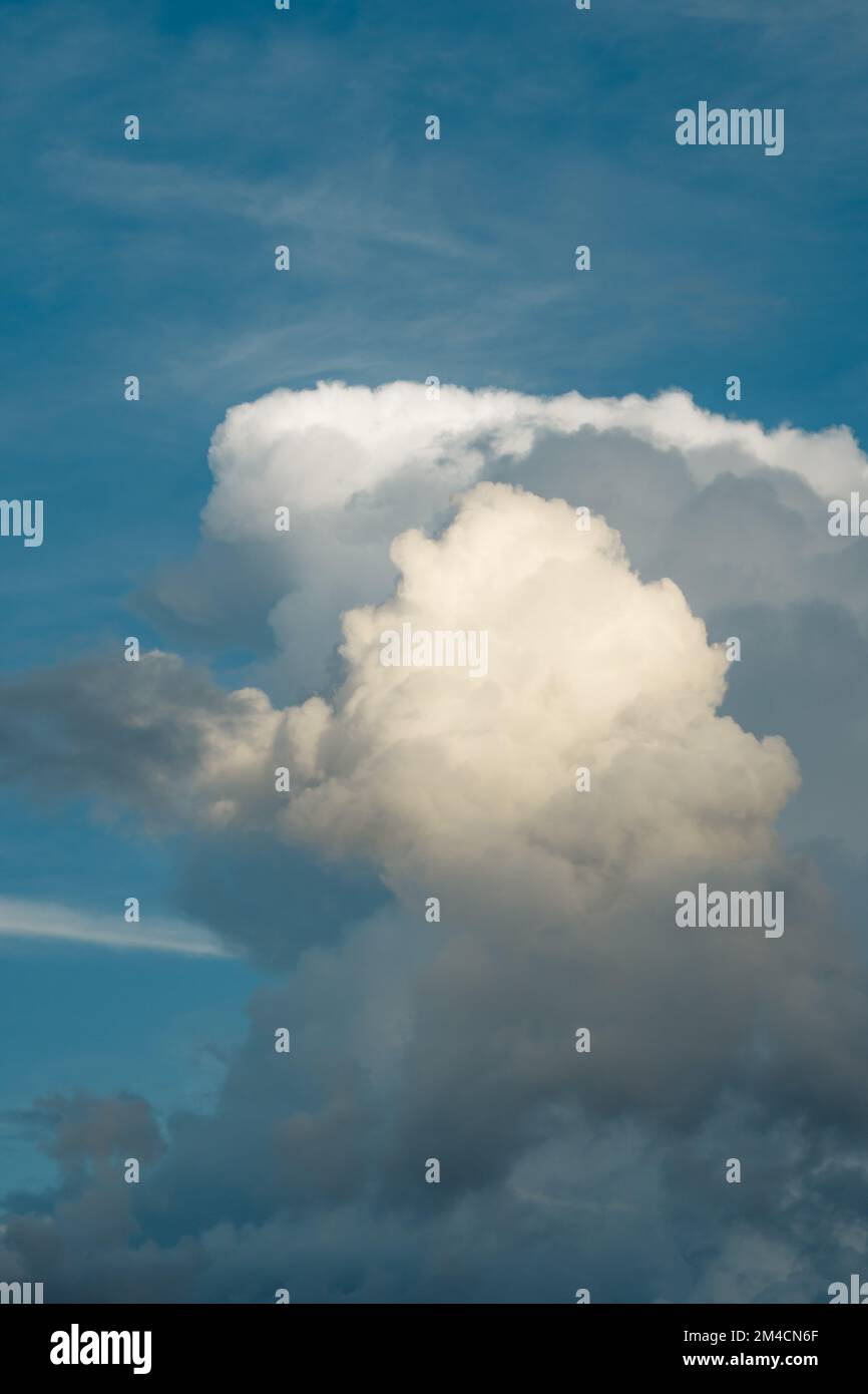 Beautiful blue sky with fluffy white clouds Stock Photo