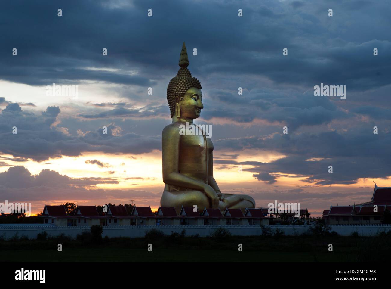 Sunset of Phra Buddha MahaNawamin,this huge Buddha statue stands at 92m