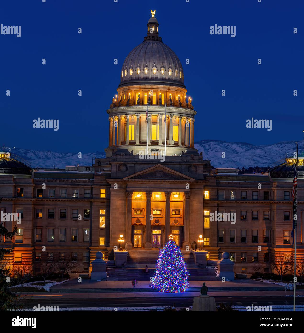 Idaho State Capital building with a Christmas tree Stock Photo