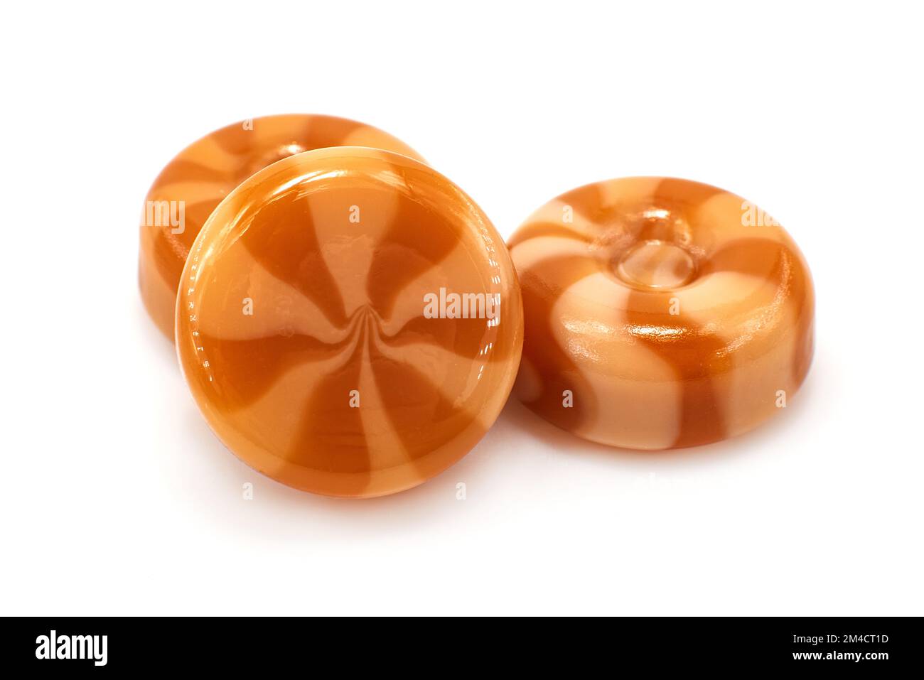 Mint candies on a white background close-up. Round shaped sweet milk candy isolate Stock Photo