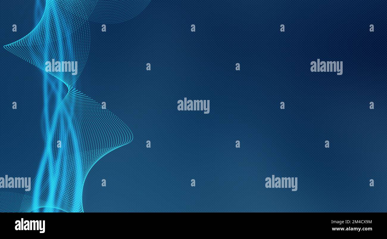 Illustration of curvy lines on blue background. Abstract tech