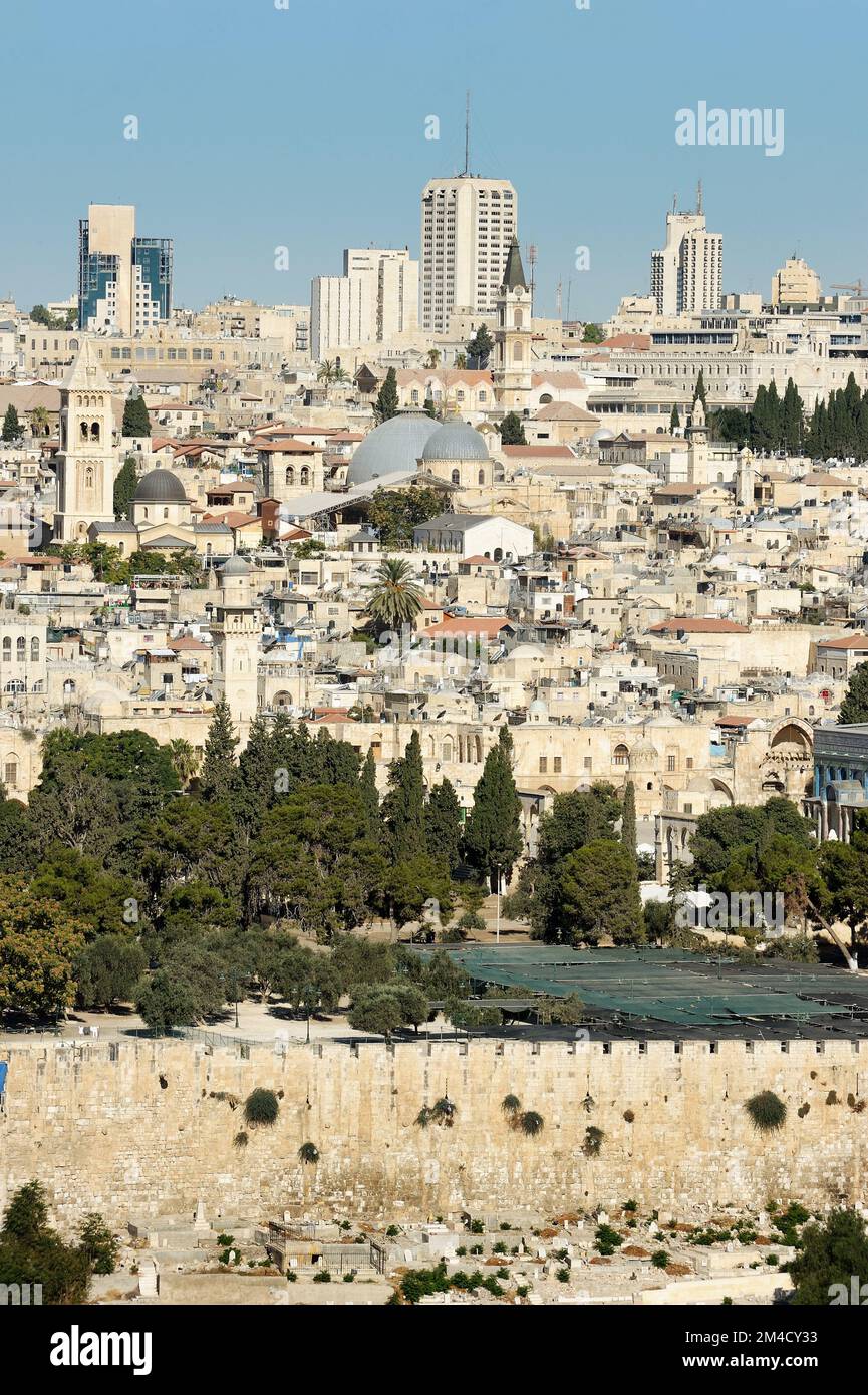 Jerusalem, view of the old city from the Mount of Olives Stock Photo ...