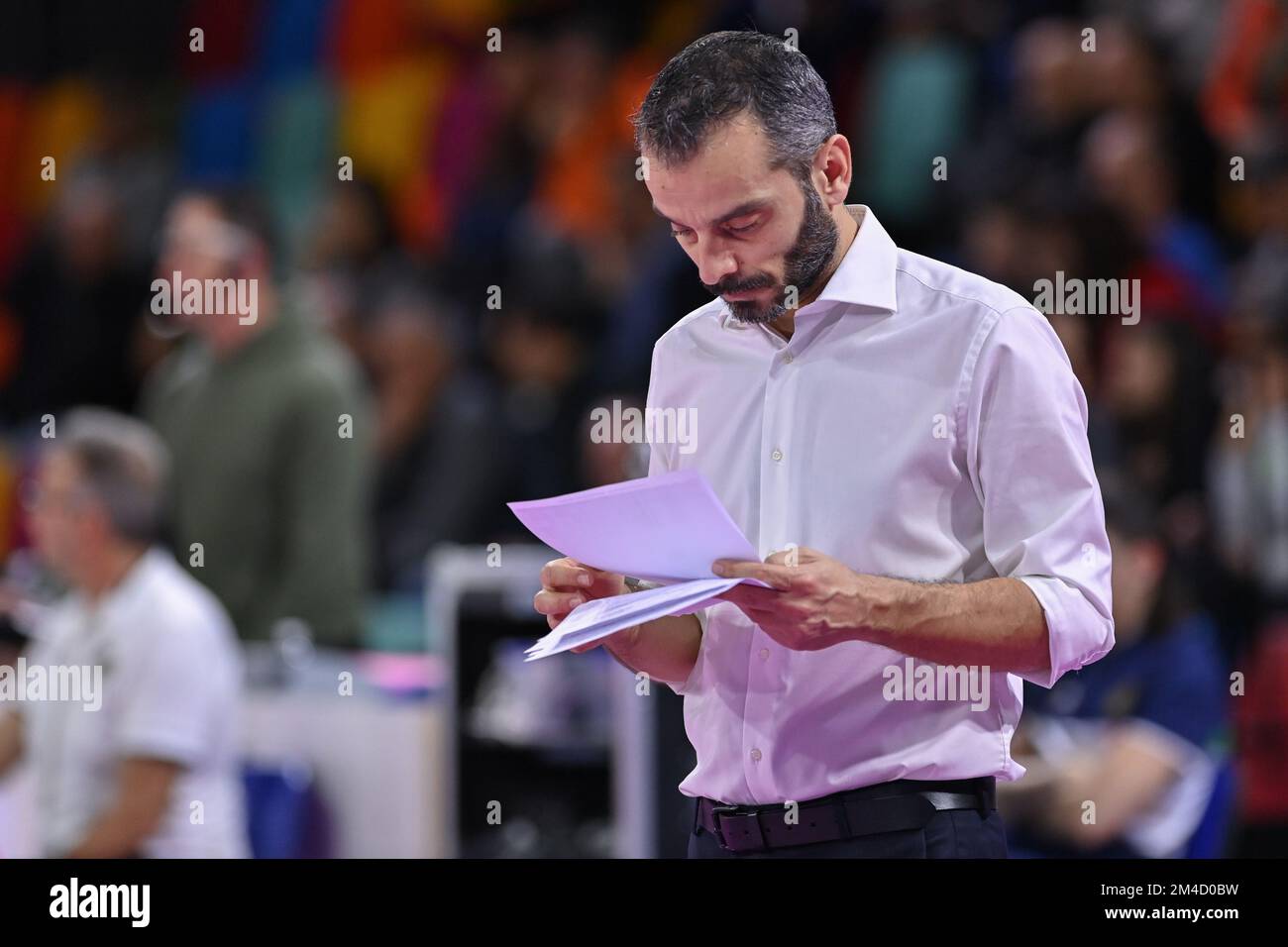 Pala Wanny, Florence, Italy, December 18, 2022, Marco Gaspari (Head Coach of Vero Volley Milano)  during  Il Bisonte Firenze vs Vero Volley Milano - Volleyball Italian Serie A1 Women match Stock Photo