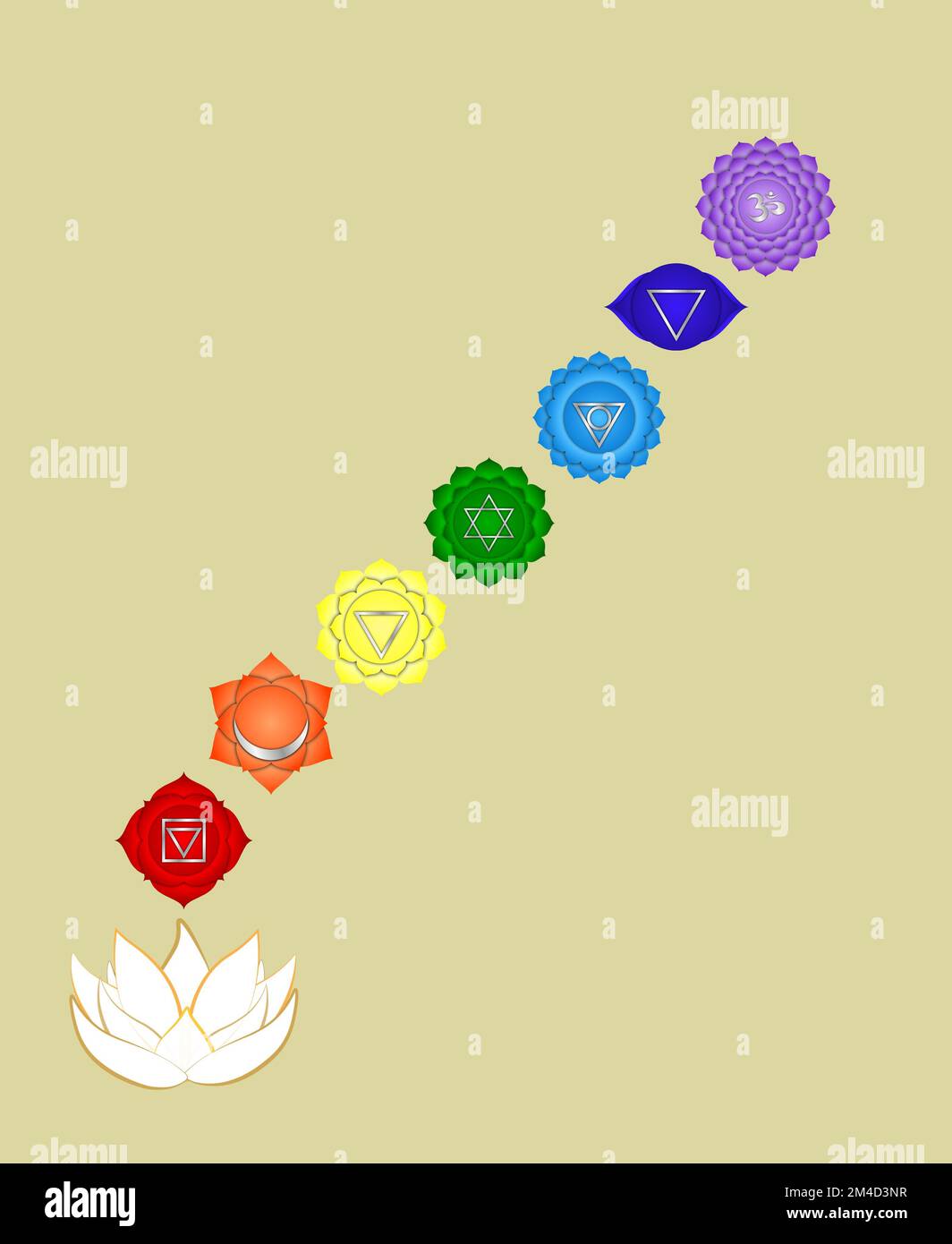 Chakra symbols and sacred geometry symbols isolated on color background ...