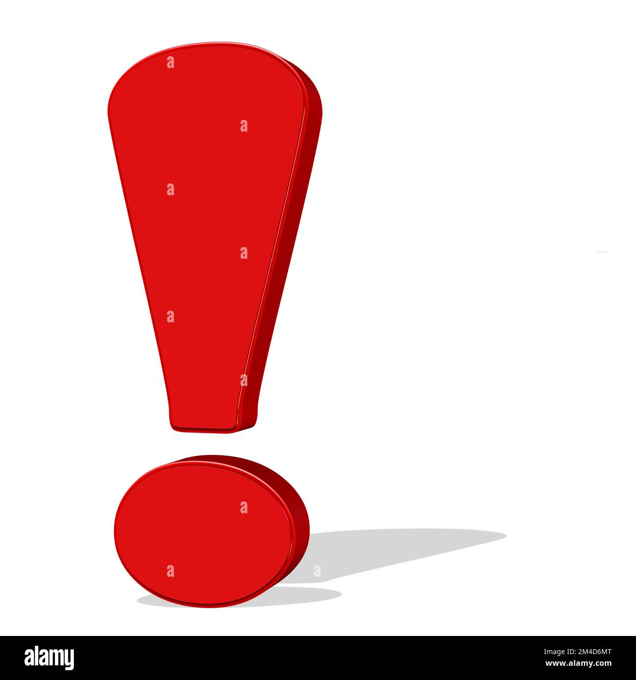Red exclamation mark against white background, 3d illustration Stock