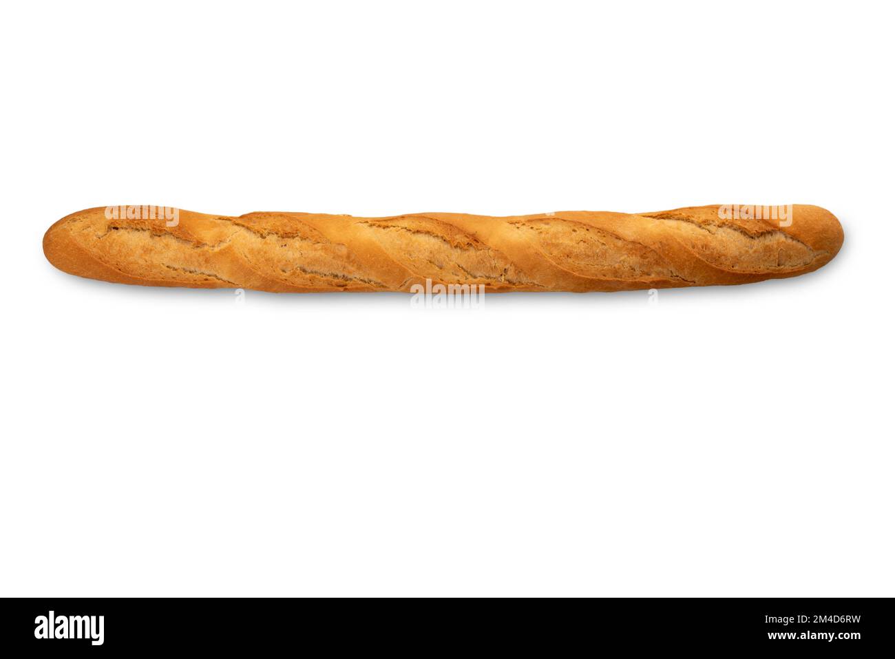 Baguette, typical French bread loaf, isolated on white, clipping path, copy space. UNESCO heritage Stock Photo