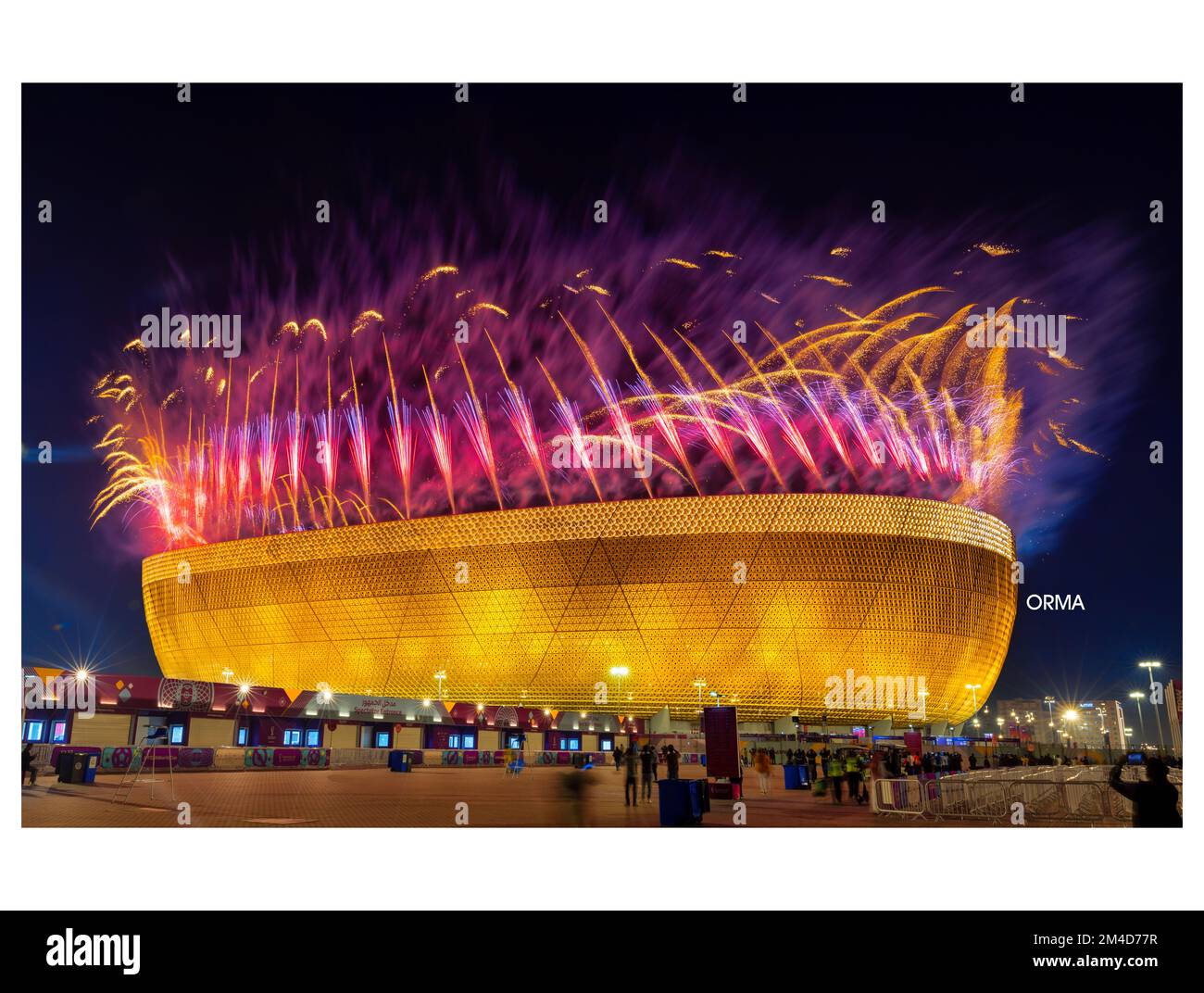 Qatar 2022 FIFA World Cup Football Trophy Presentation Time -Fireworks at Lucille Stadium 18-12-2022 Doha Qatar Stock Photo