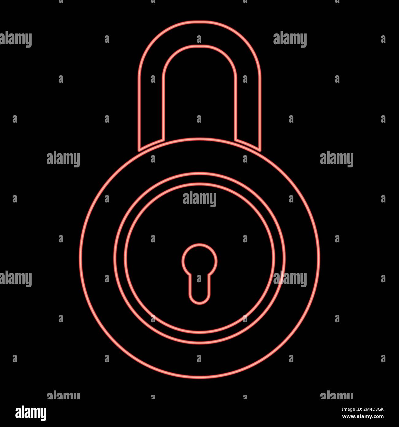 Neon Lock Padlock Icon Black Color Vector Illustration Flat Style Simple Image Red Color Vector 9114