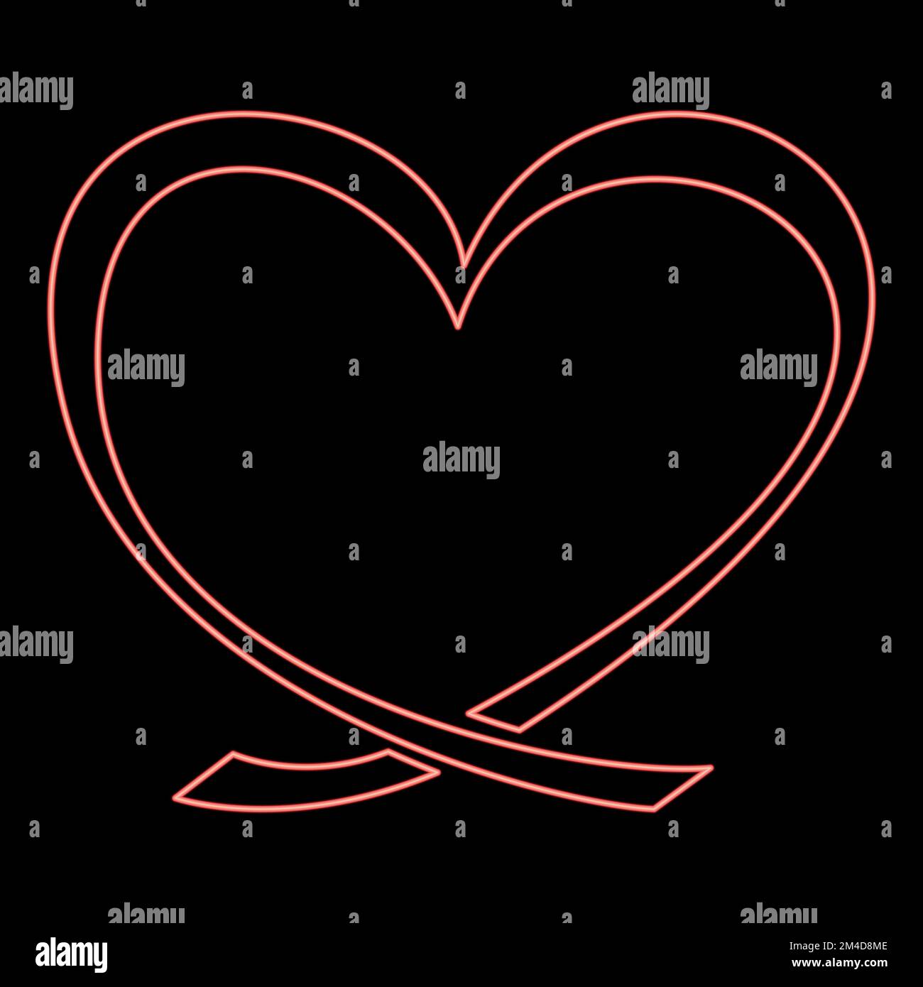 Neon ribbon heart icon black color vector illustration flat style ...