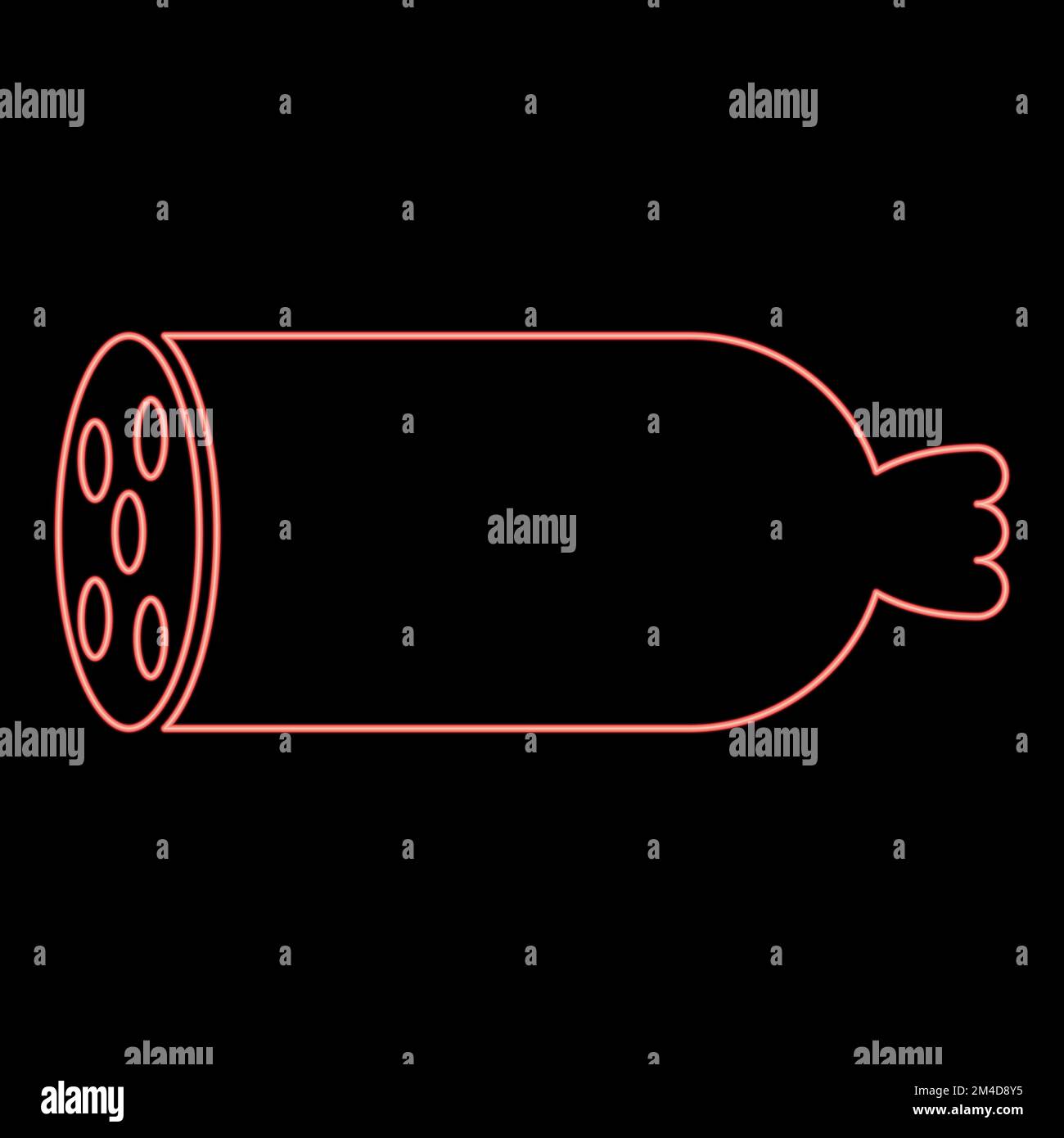 Neon boiled sausage Butcher product concept icon black color vector ...