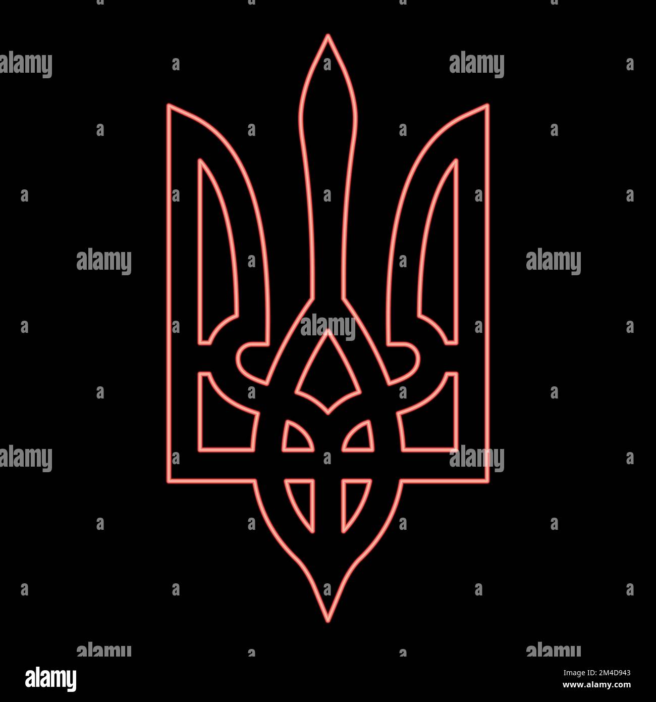 Neon coat of Arms of Ukraine State emblem National ukrainian symbol
