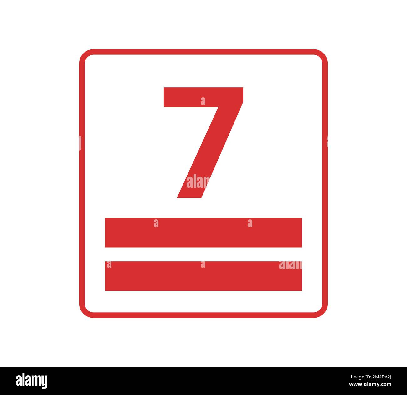 Red stacking height, number 7. Concept of packaging. Stock Vector