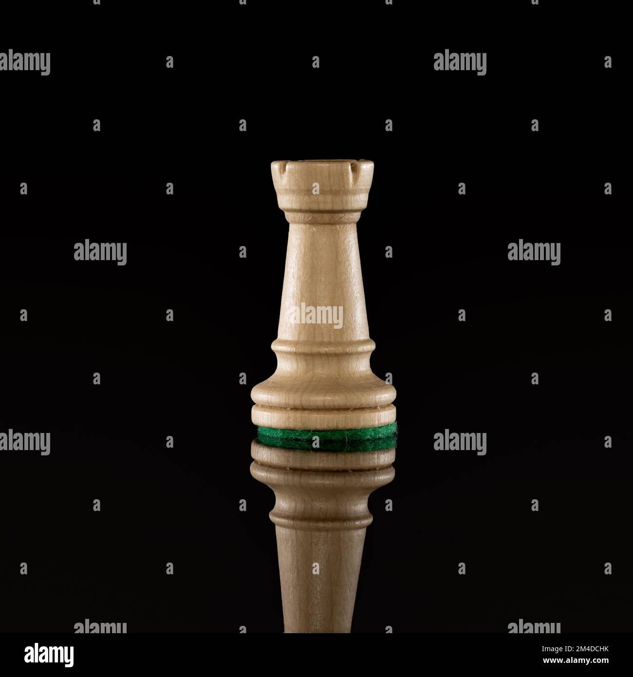 Wooden white chess rook isolated at dark background with transparent ...