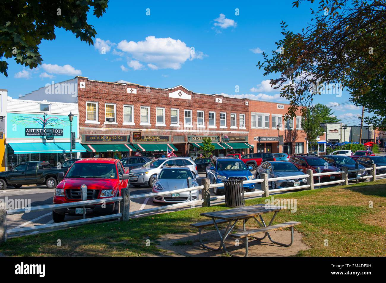 Historic commercial buildings on Main Street in town center of Plymouth
