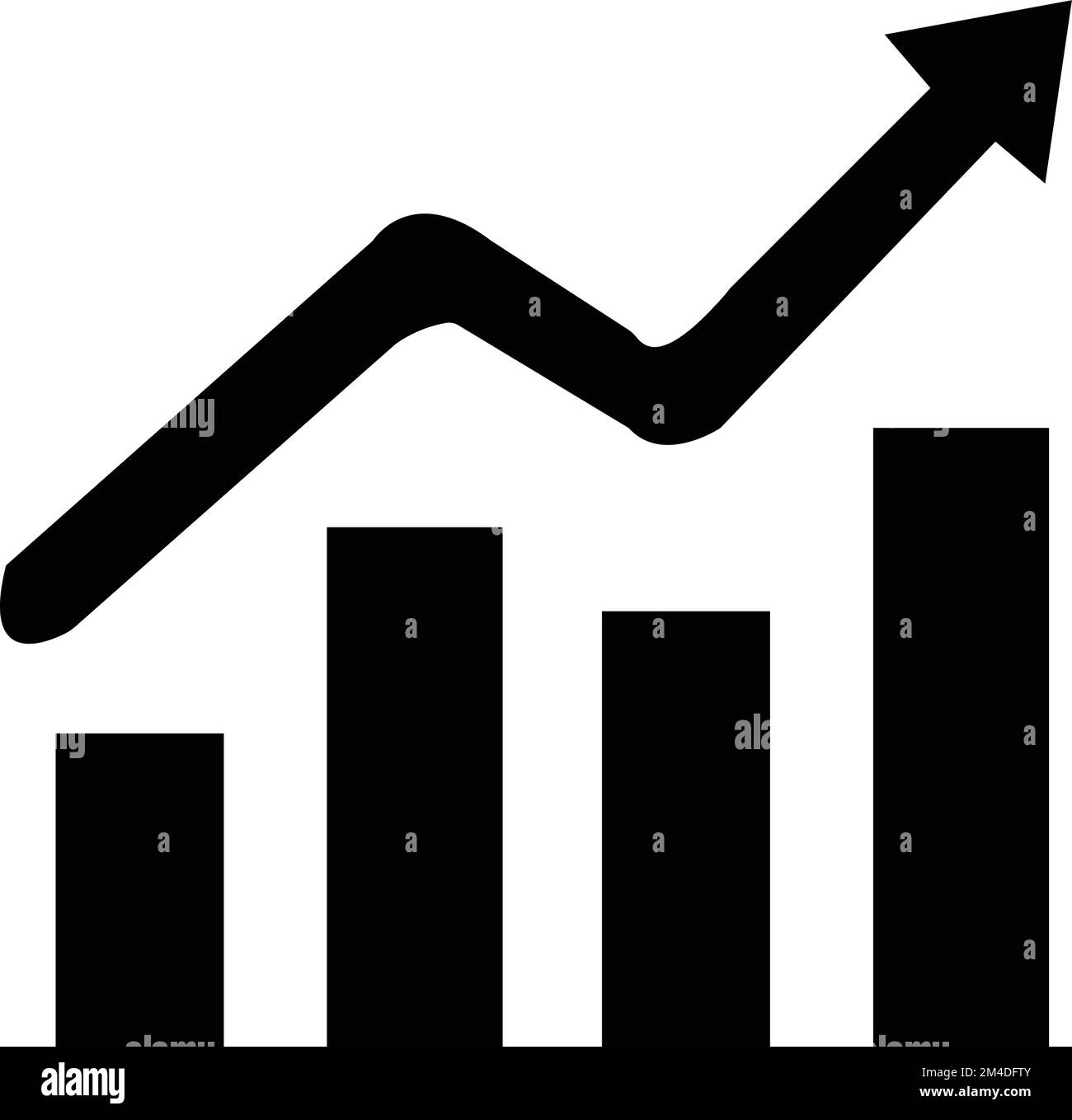 Growth icon. Profit growing icon. Growing graph symbol. Arrow graph. Finance bar chart. Increase progress Vector Stock Vector