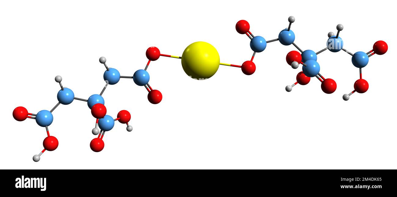 3D image of Calcium citrate skeletal formula - molecular chemical structure of food additive E333 isolated on white background Stock Photo