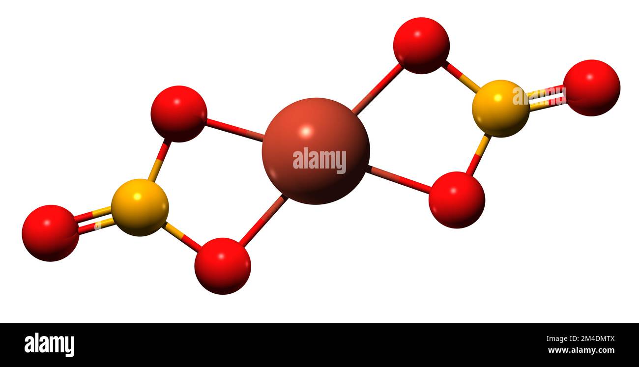 3D image of Copper II nitrate skeletal formula - molecular chemical structure of Cupric nitrate isolated on white background Stock Photo