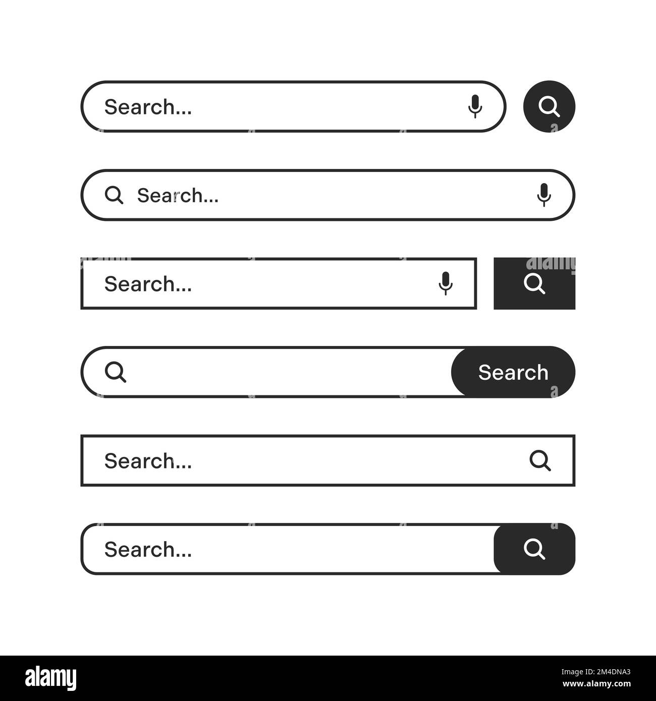 Various Search Bars With Outline Border Internet Browser Engine With