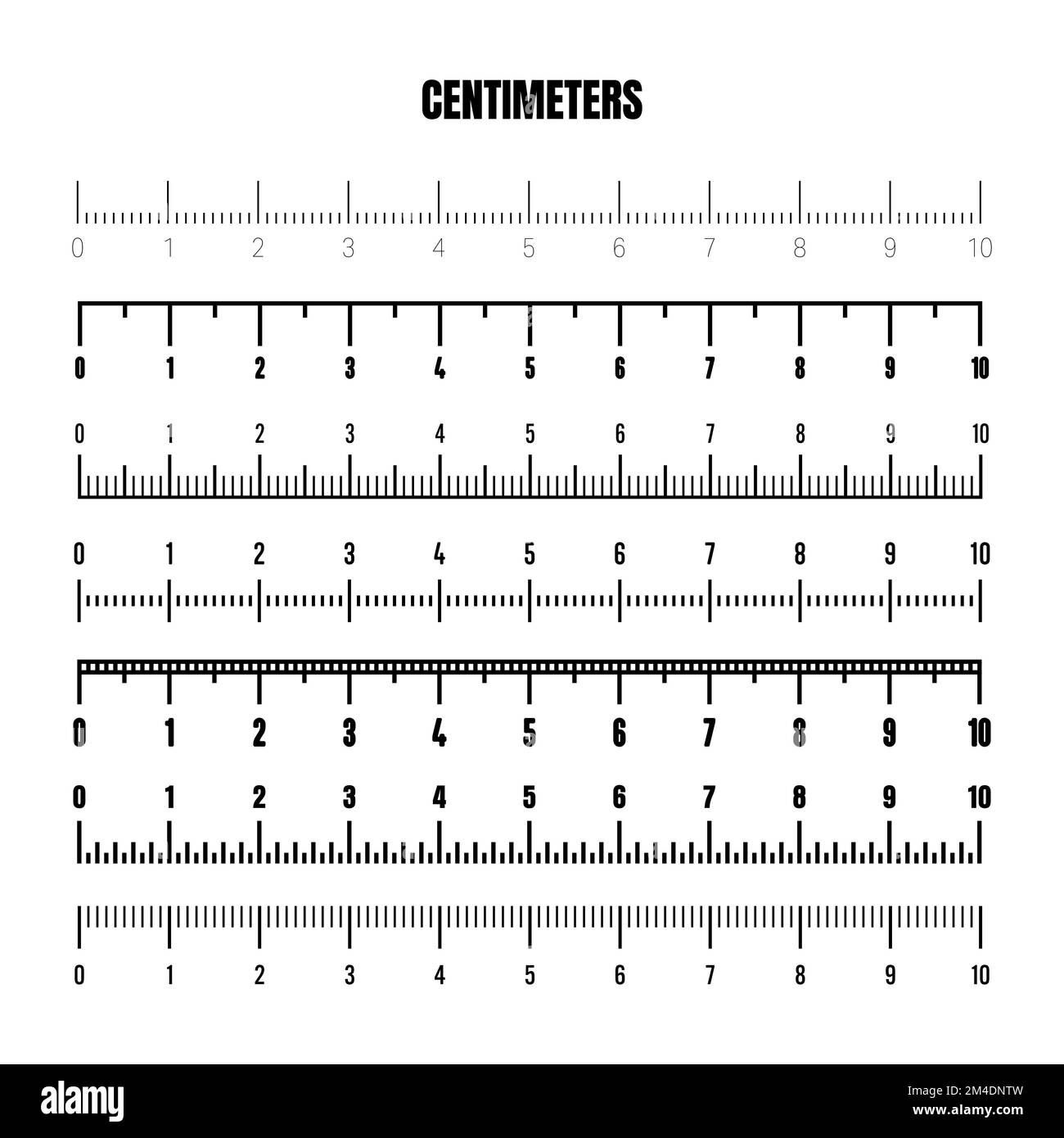 Realistic black centimeter scale for measuring length or height ...